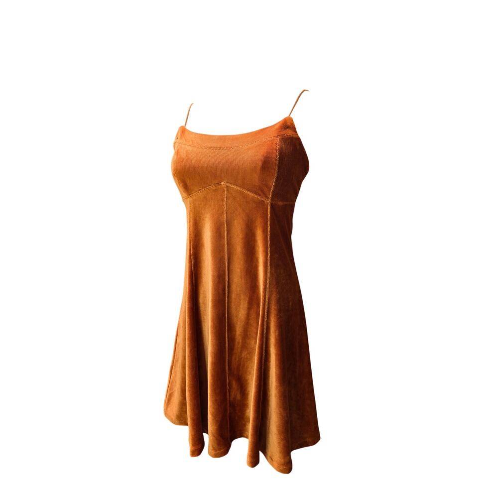 WILD FABLE Burnt Orange Corduroy Velvet Spaghetti Strap Mini Dress